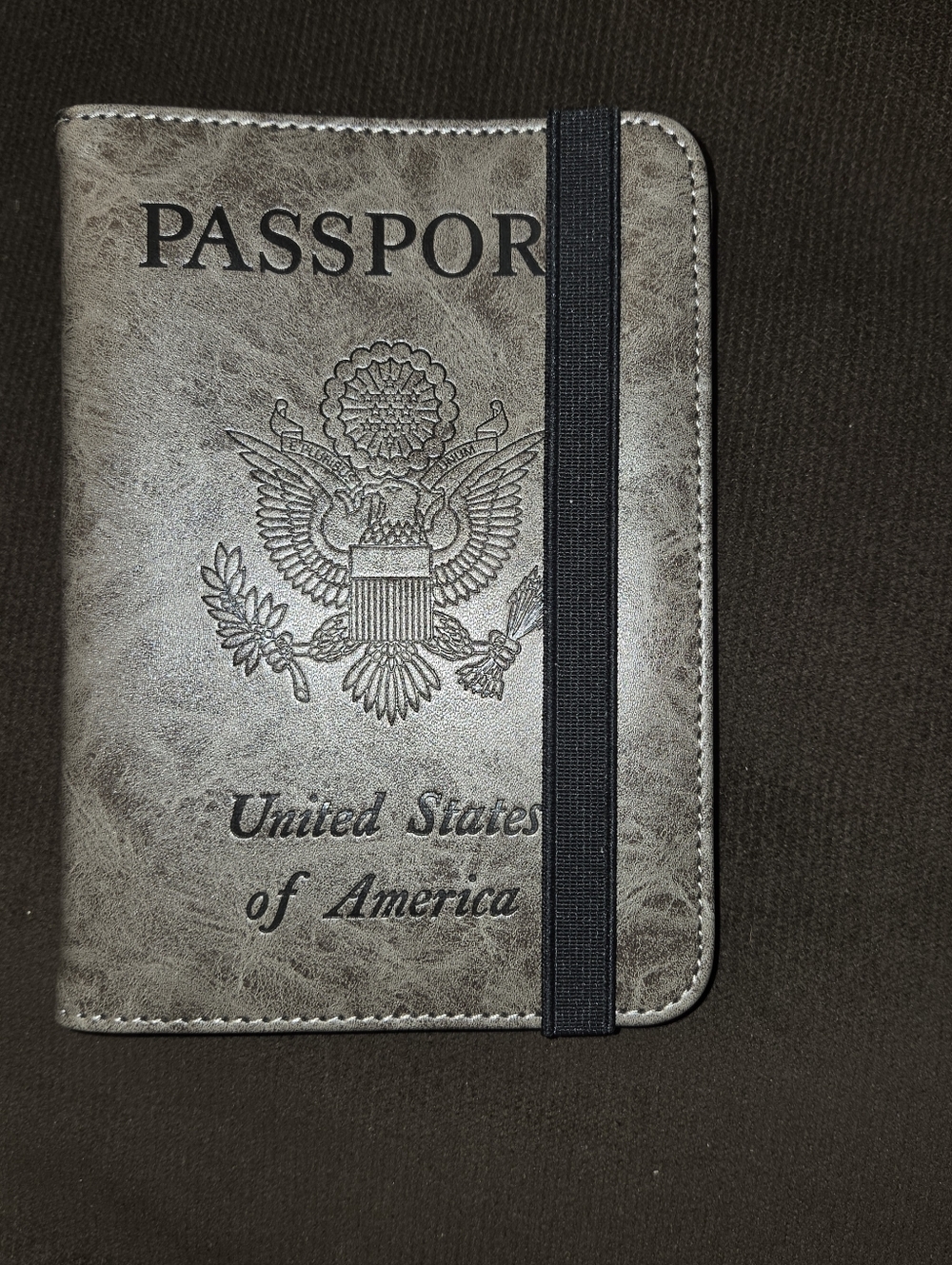 Leather Passport Cover case Wallet RFID Blocking Grey Vegan Leather